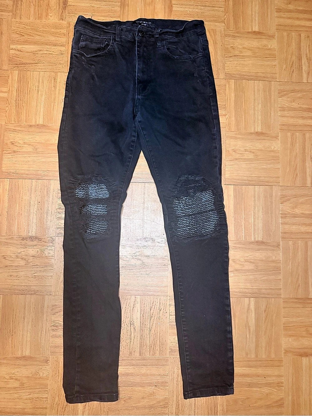 Saint Morta Ethan Super Skinny Distressed Black Jeans Waist 32